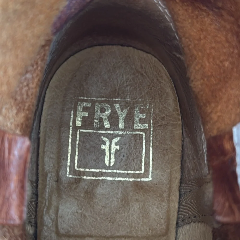 Frye Wyatt Harness Distressed Short Boot in Cognac Leather